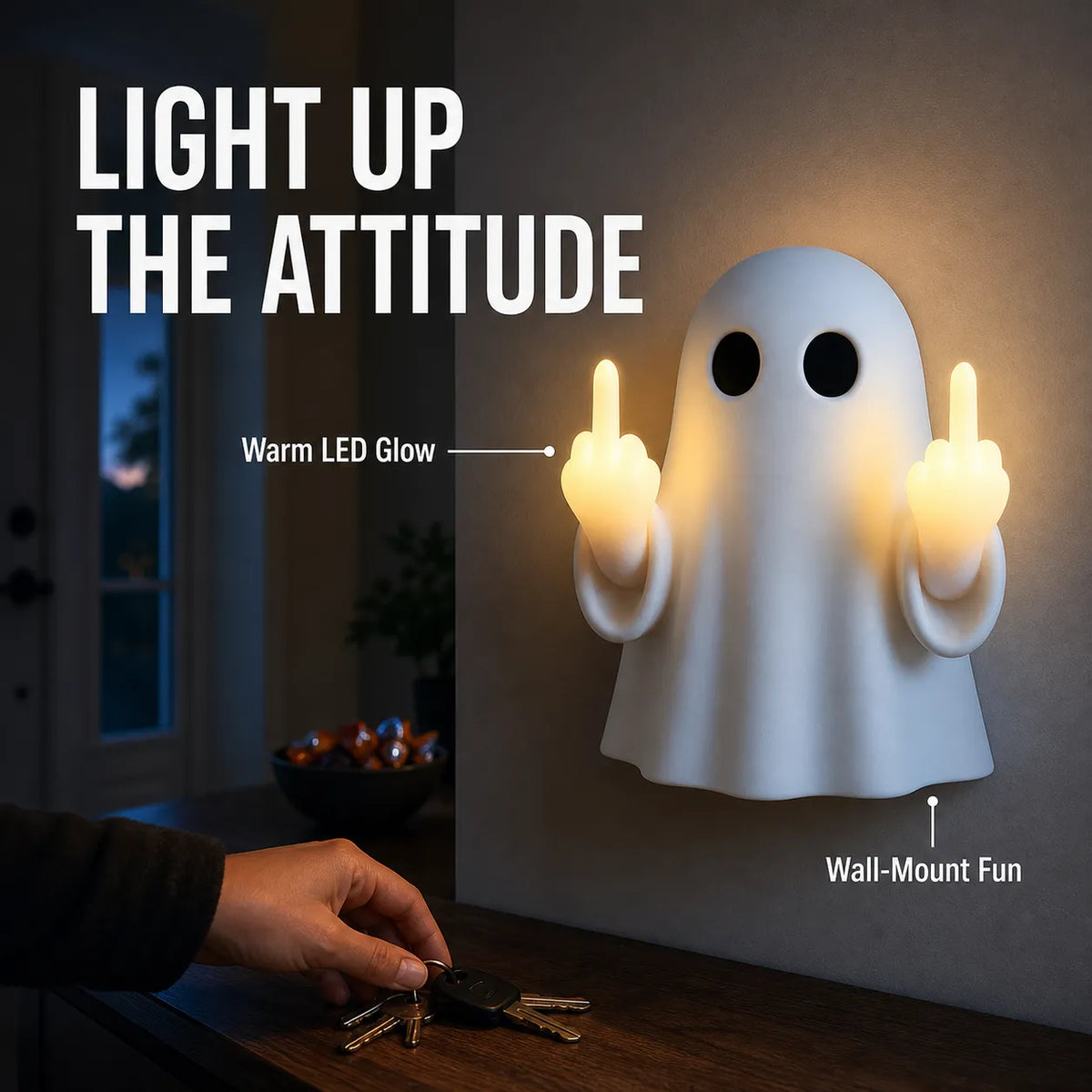 Cheeky Double Middle-Finger Ghost Wall Night Light