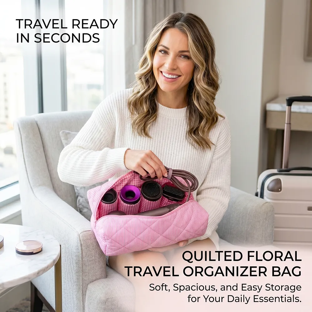 🌸 Quilted Floral Travel Organizer Bag