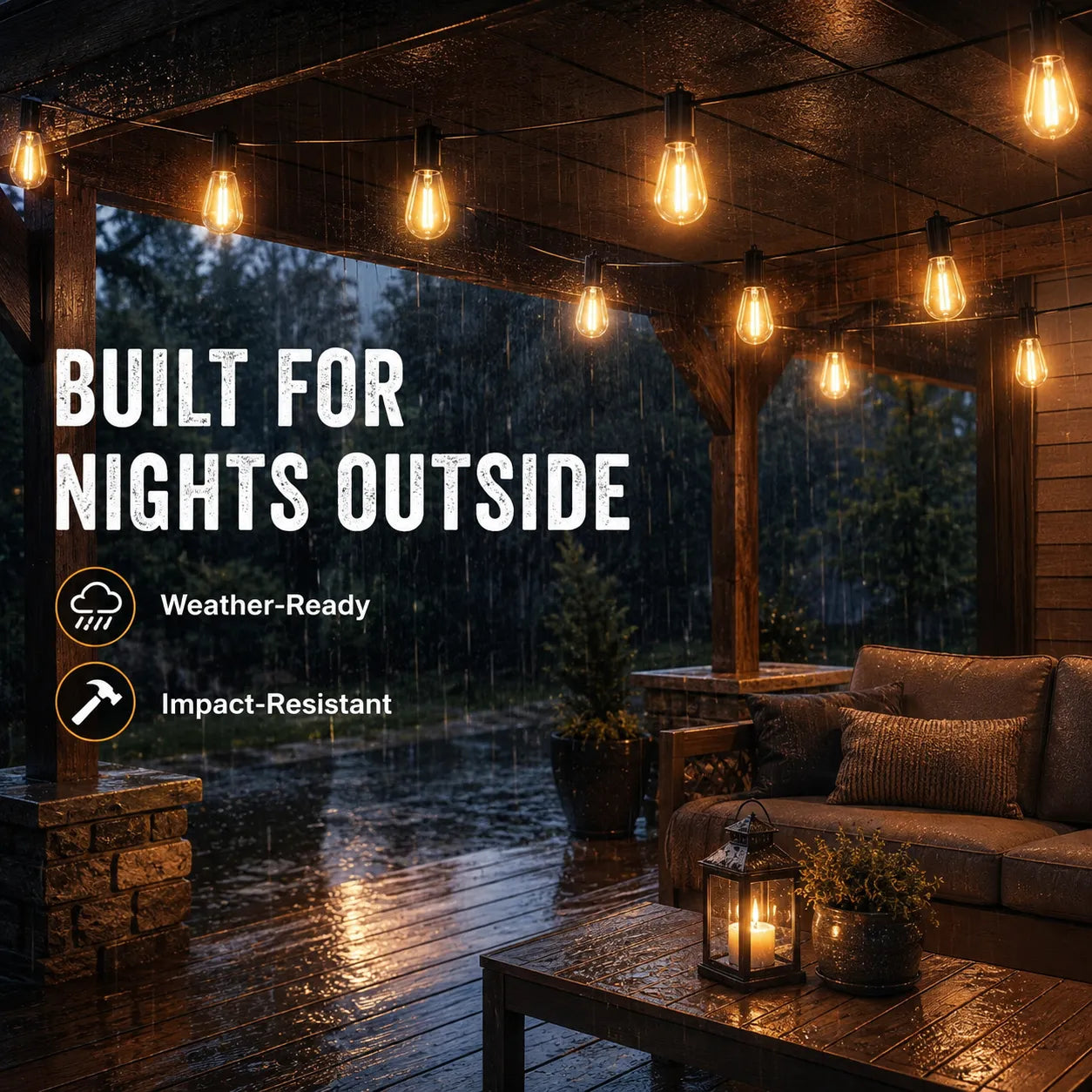 WarmGlow Shatterproof LED Outdoor String Lights