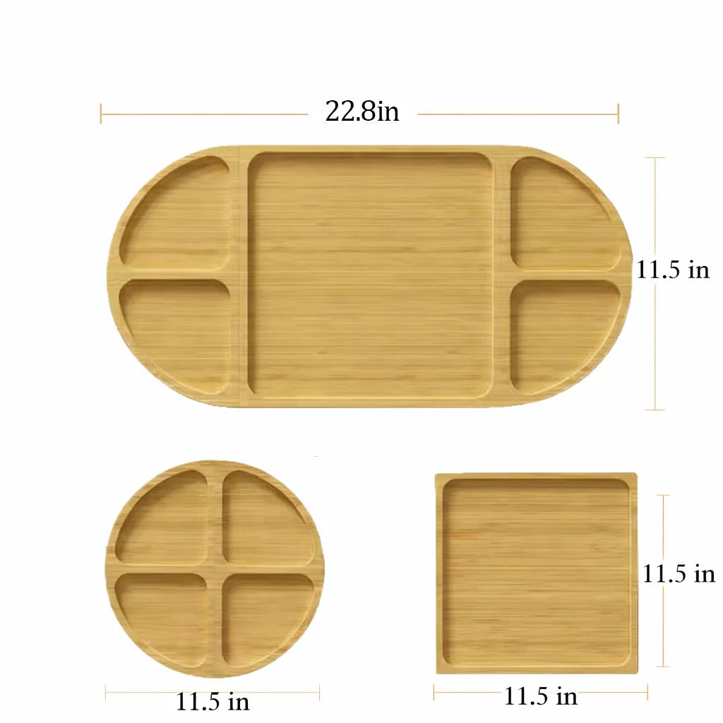 🍷 Large Bamboo Charcuterie Board Set - 3-Piece Round Wooden Cheese Tray for Cheese, Crackers, and Snacks