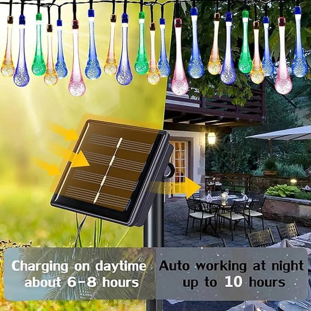 GlowDrop 8-Mode Solar Waterdrop String Lights