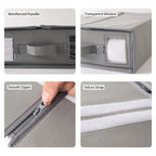 🛏️ Foldable bedding storage box - with a see-through window and transparent label bag