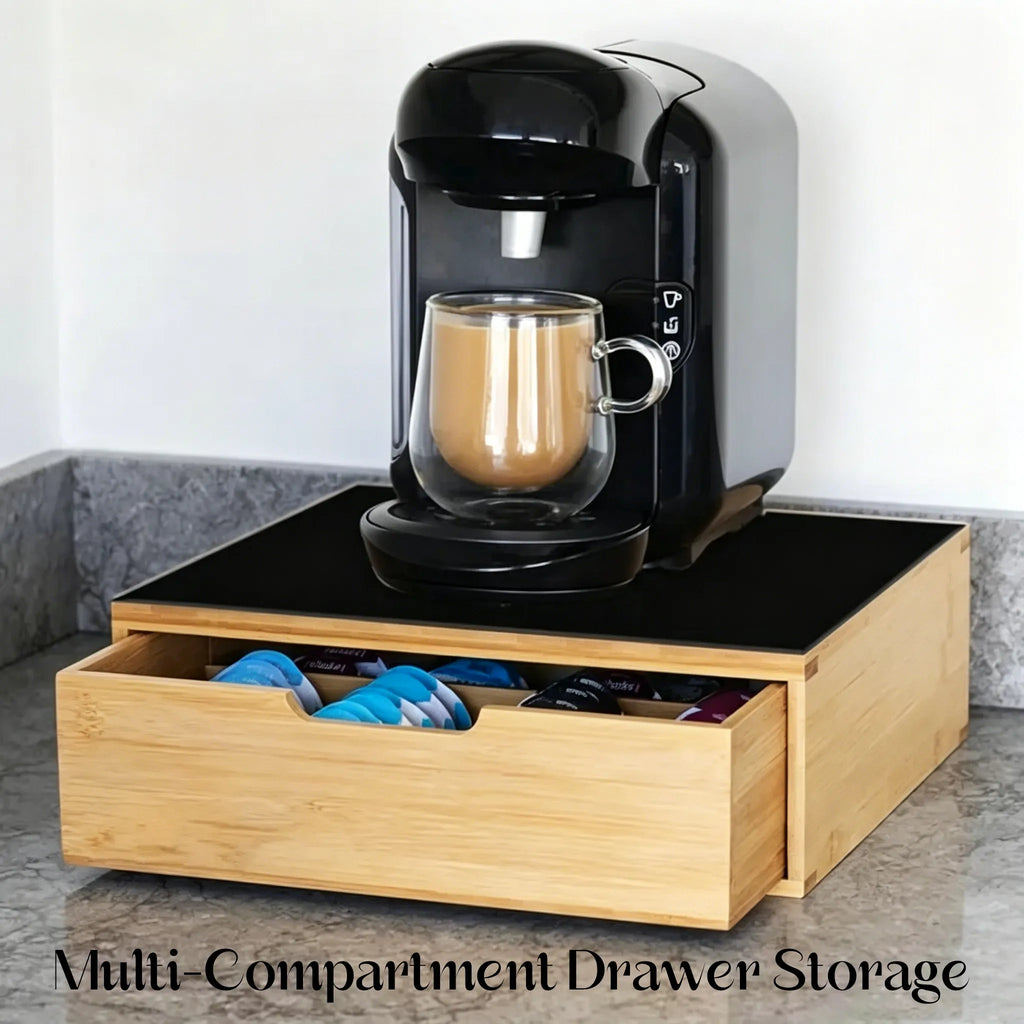 🌿Bamboo Drawer-Style Tea & Coffee Organizer