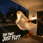 Light-Up Flying Broom Ghost Halloween Decoration