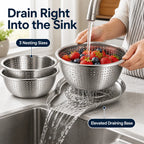 Stainless Steel Sink-Side Colander & Drain Tray Kit