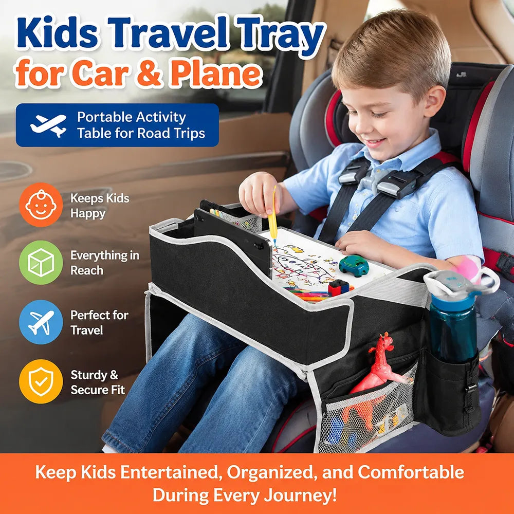 🚗Kids Travel Tray for Car & Plane – Portable Activity Table for Road Trips
