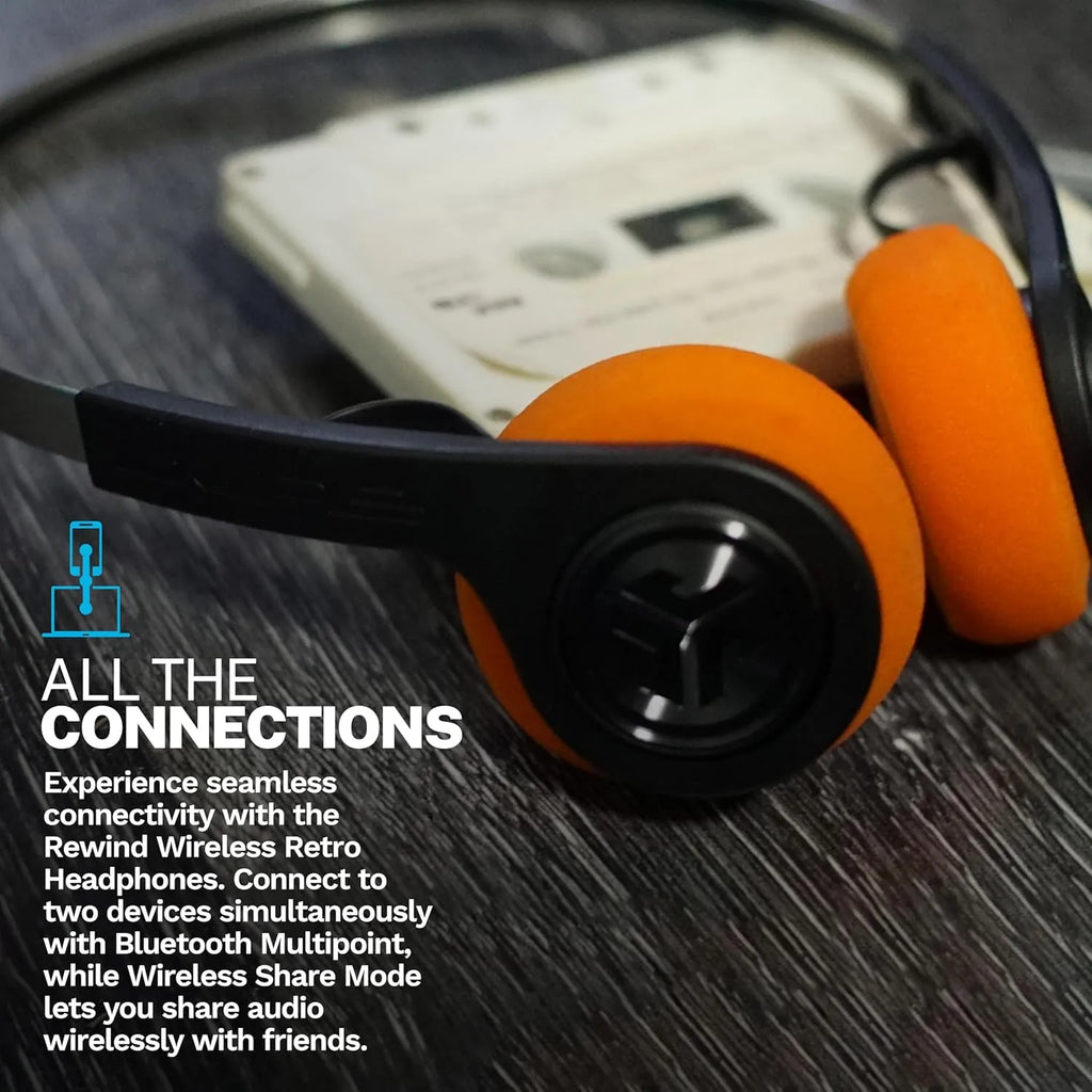 Retro Wireless Headphones with 22+ Hour Playtime, Dual Device Bluetooth, App-Controlled EQ & Foam Cushions