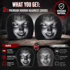 Scary Face Car Headrest Covers — 3 Slip-On Horror Designs