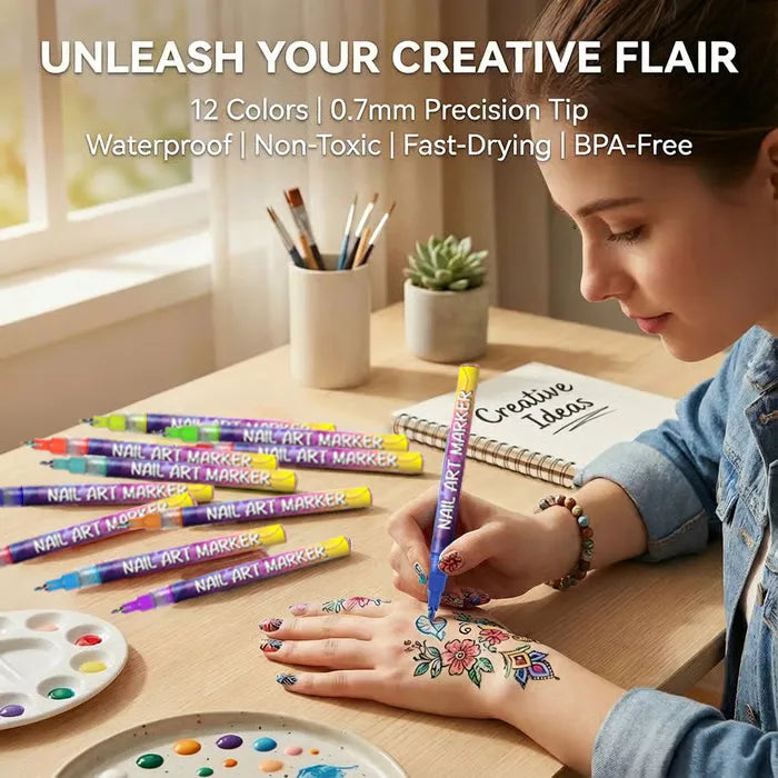 12-Color Nail Art Pen Set