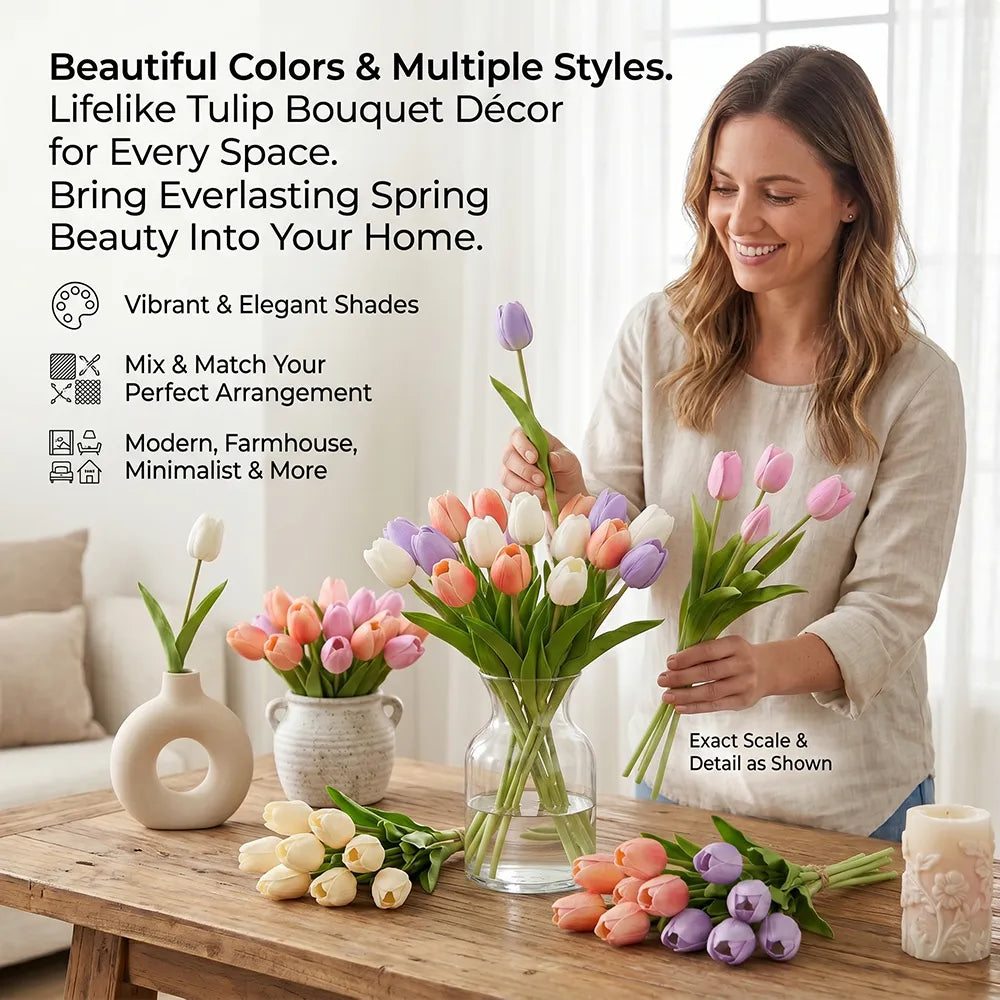 🌷 Lifelike Tulip Bouquet Décor for Every Space