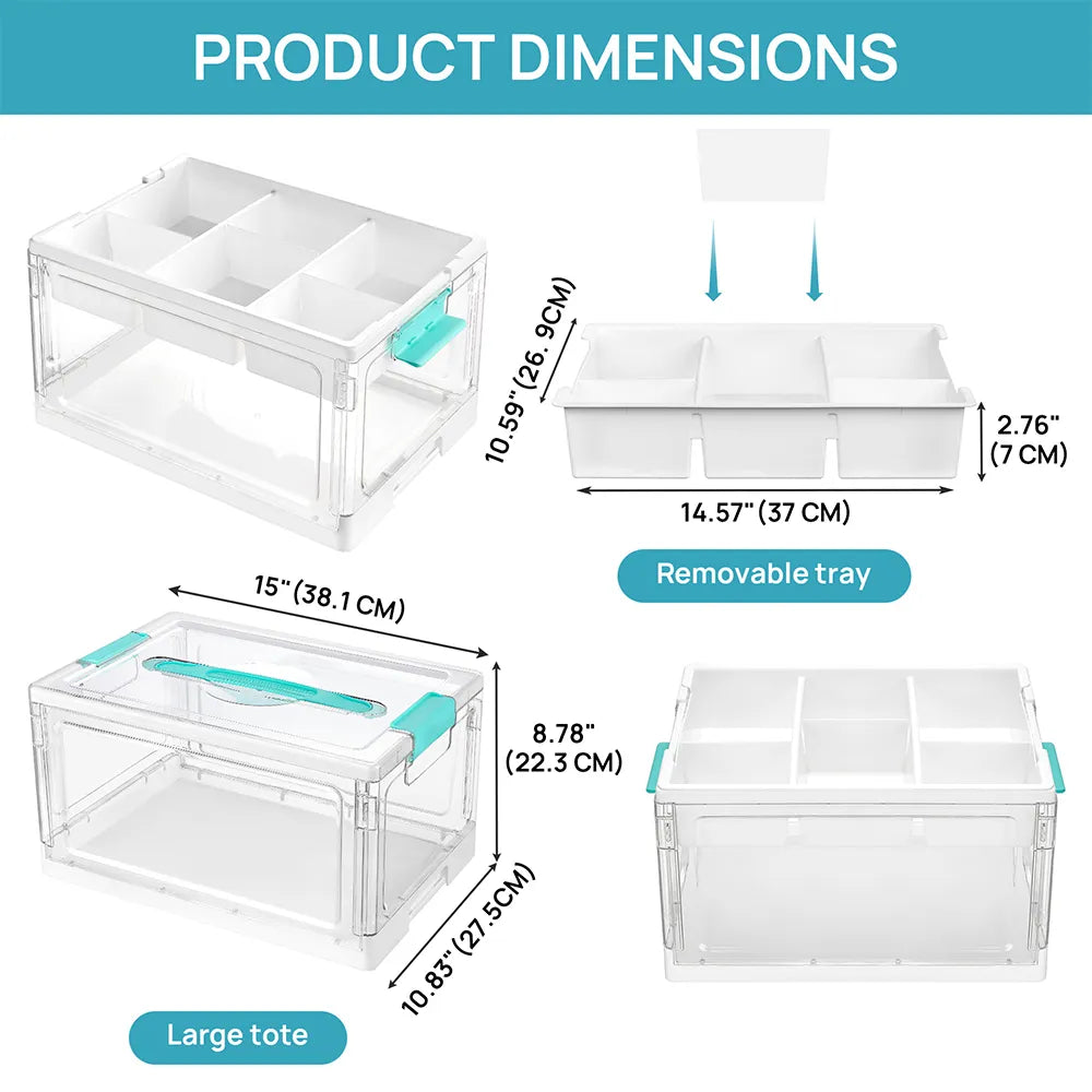 🎨 Transparent Craft Storage Organizer Box with Removable Tray & Dividers