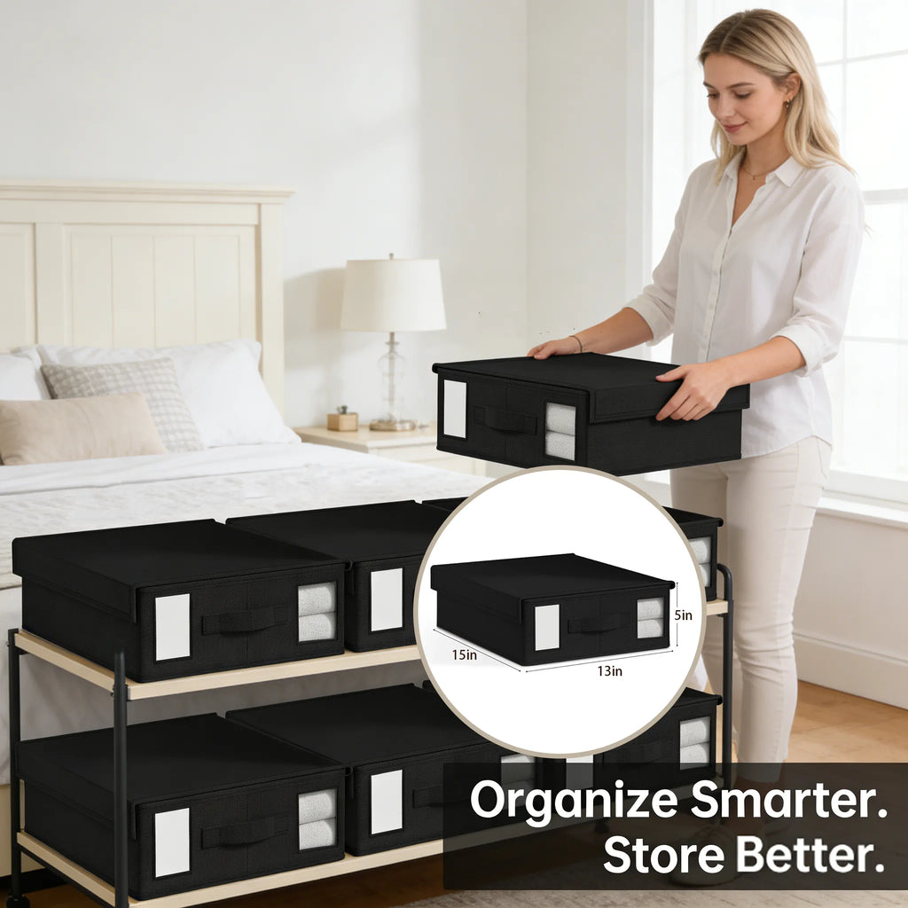🛏️ Foldable bedding storage box - with a see-through window and transparent label bag