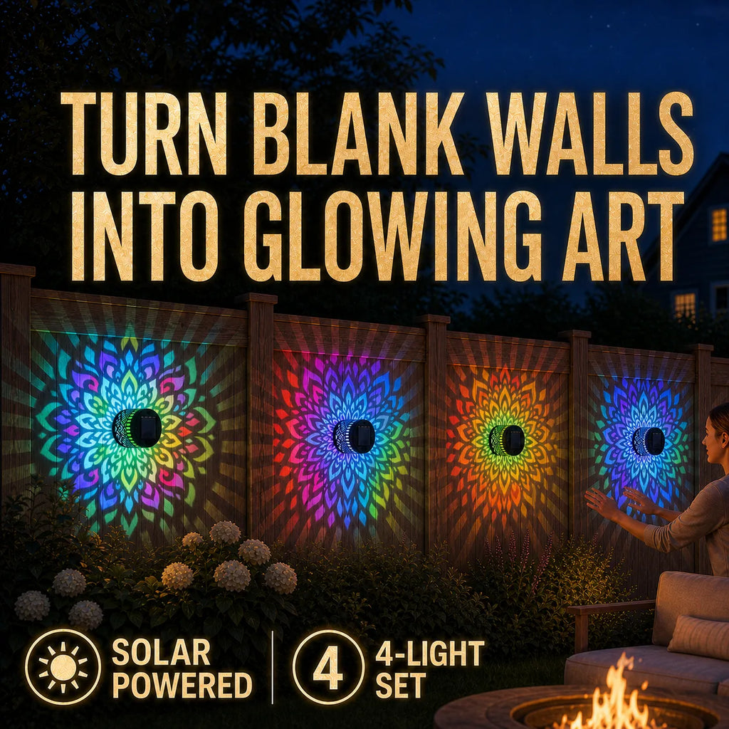 Solar Mandala Color-Changing Wall Lights – 4-Piece Set