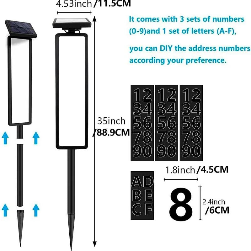 Solar Address Sign Lighted House Number with 2 Light Modes