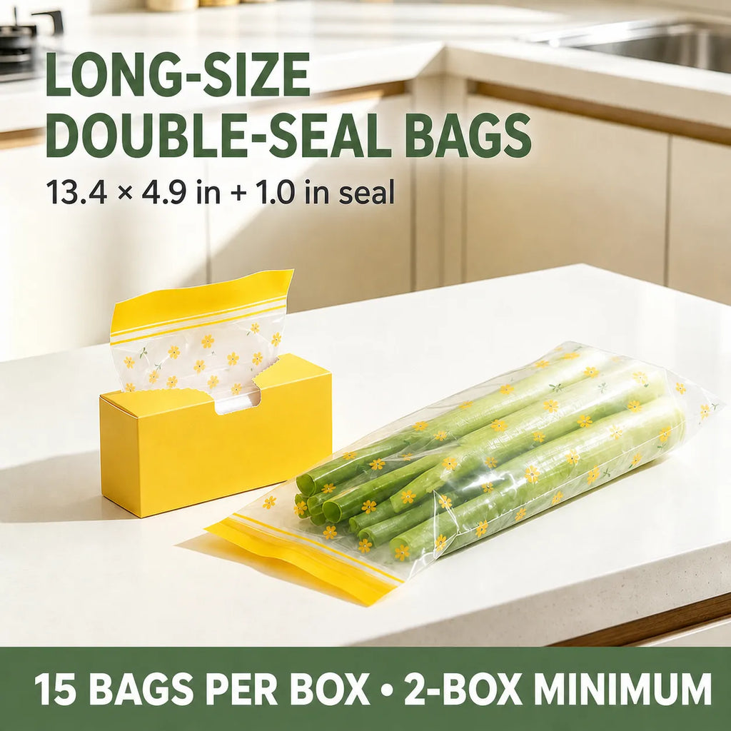 Double-Rib Fresh-Lock Vegetable Storage Bags