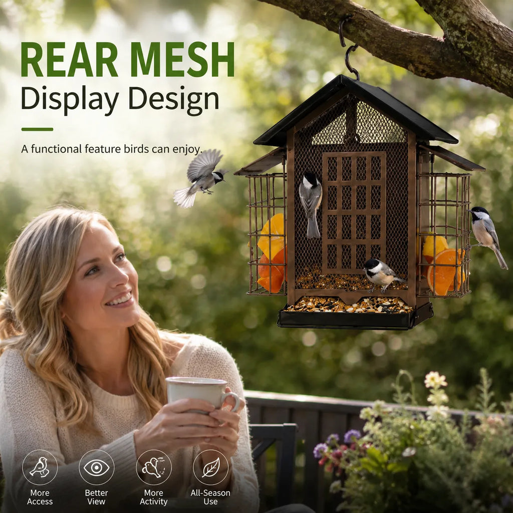 🐦 Outdoor Bird Feeder with Dual Suet Cages
