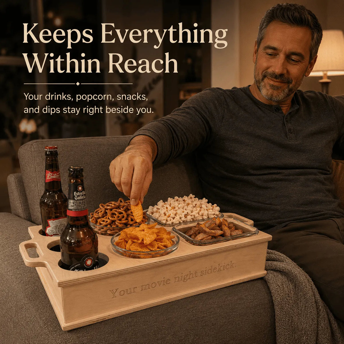Wooden Couchbar™ Sofa Snack & Drink Organizer