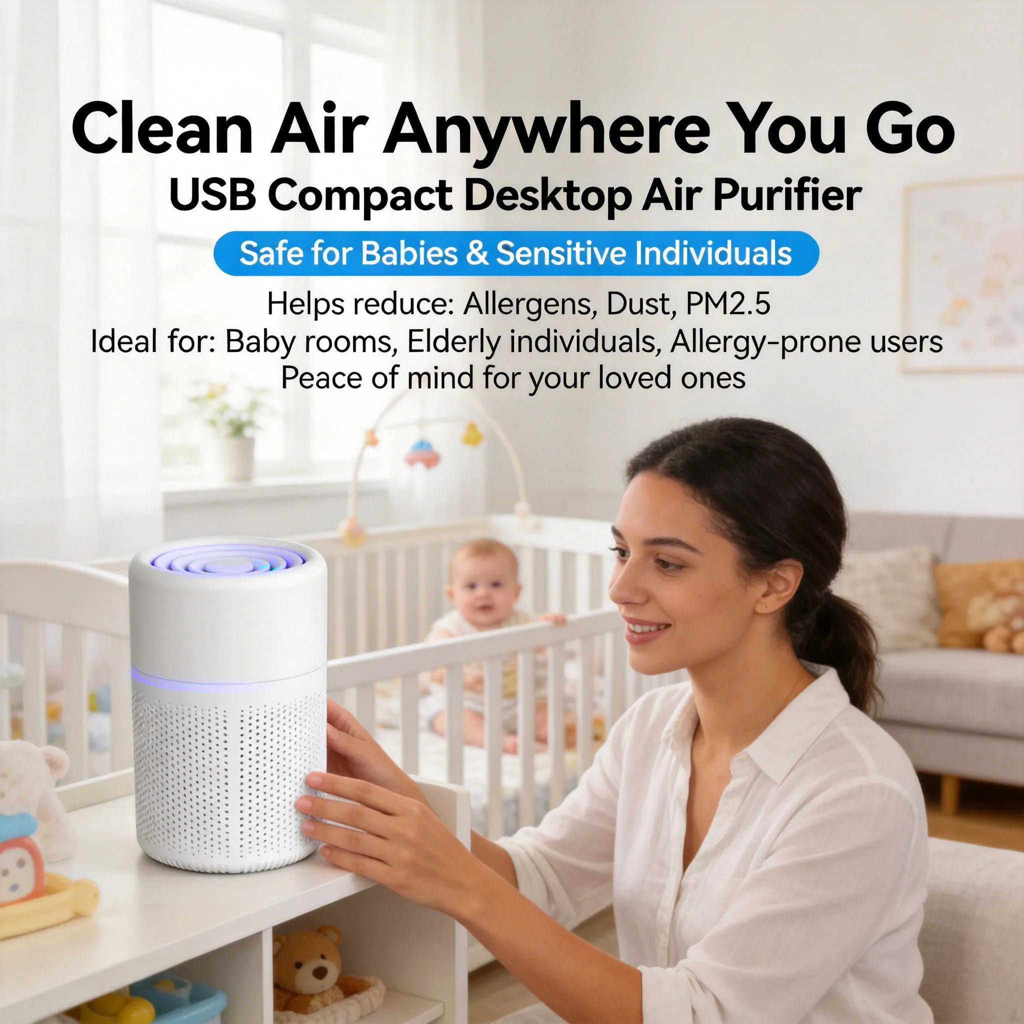 🌬️USB Compact Desktop Air Purifier — Clean Air Anywhere You Go