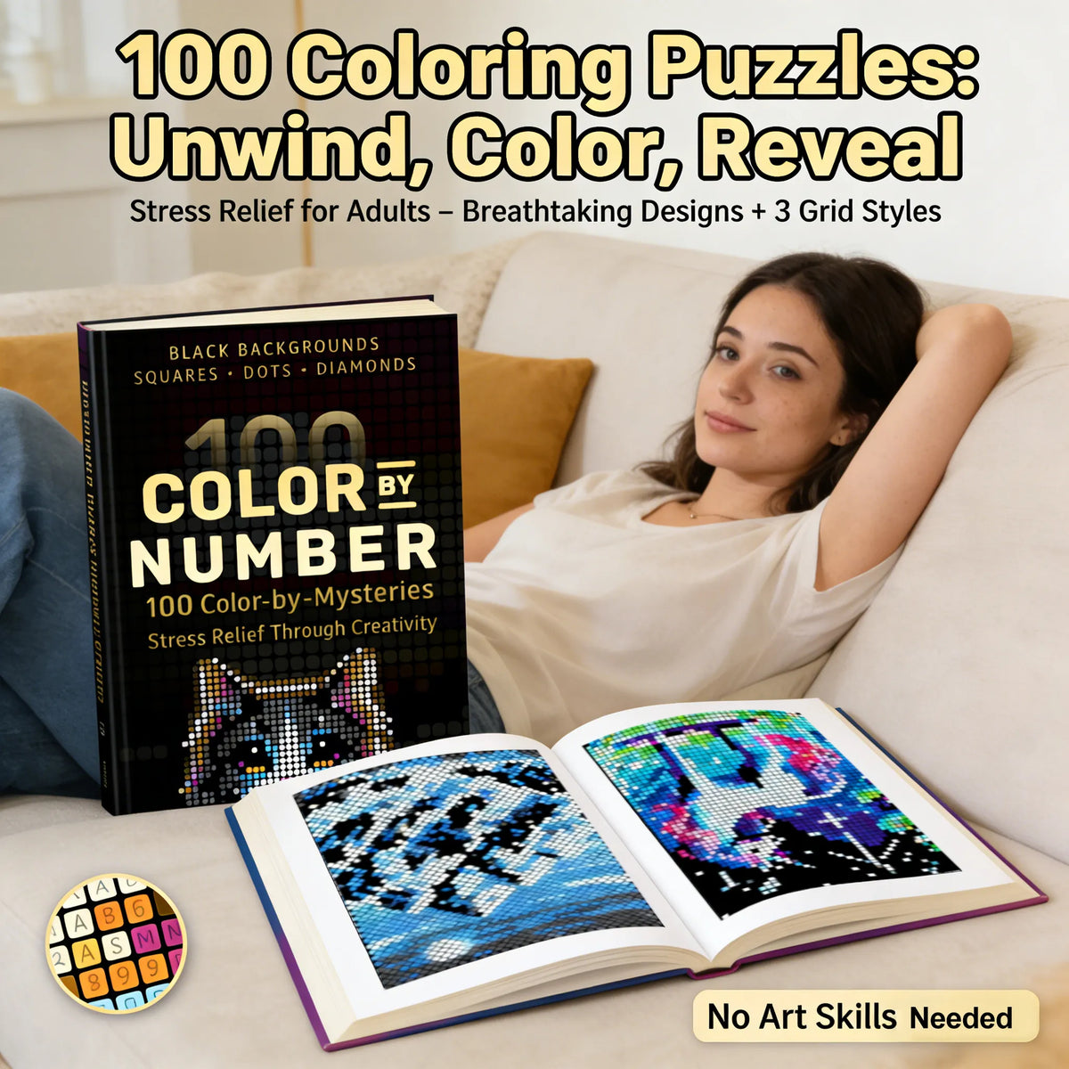 109 Digital Coloring Puzzles: Adult Relaxation and Stress Relief Coloring Book