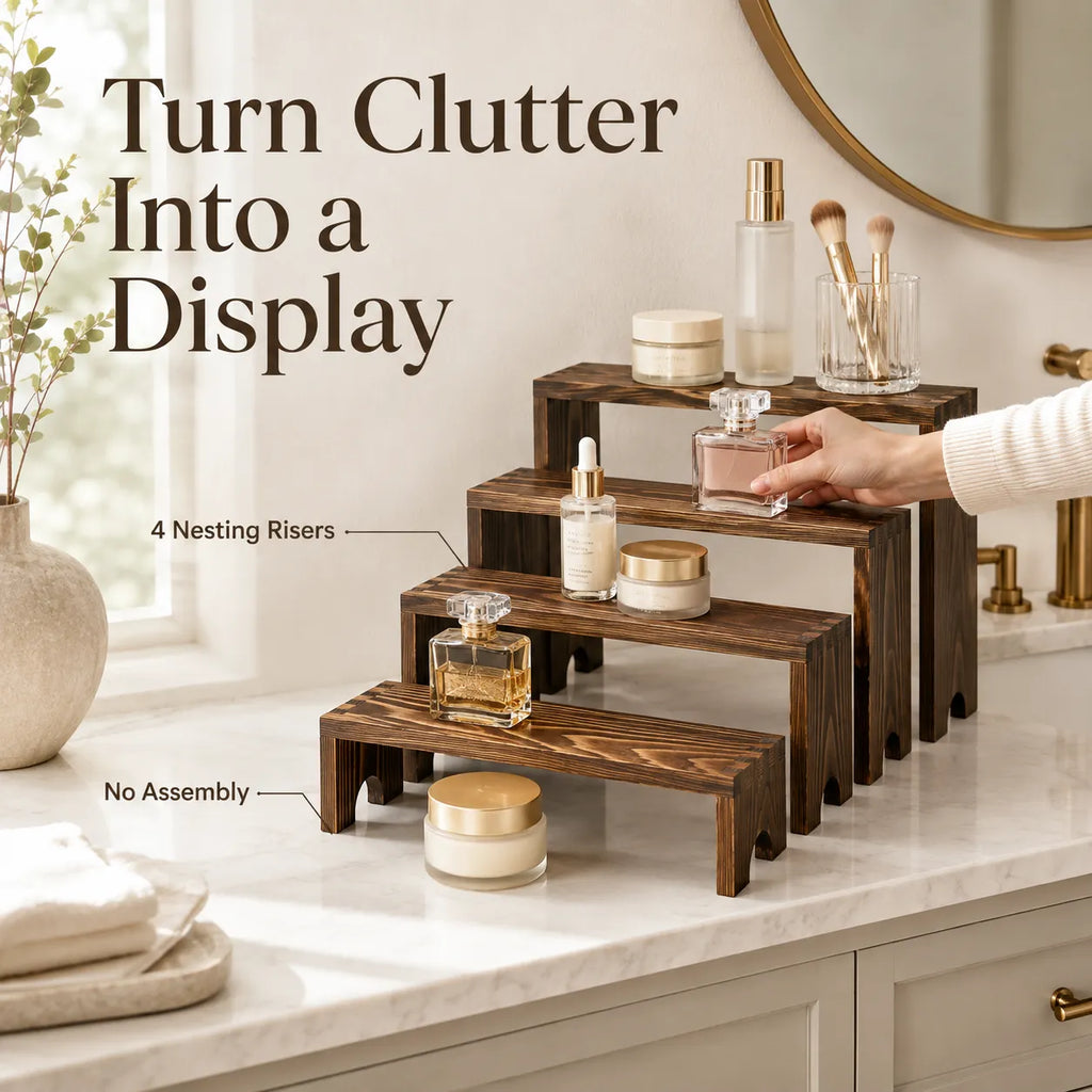 4-Piece Nesting Wooden Display Risers