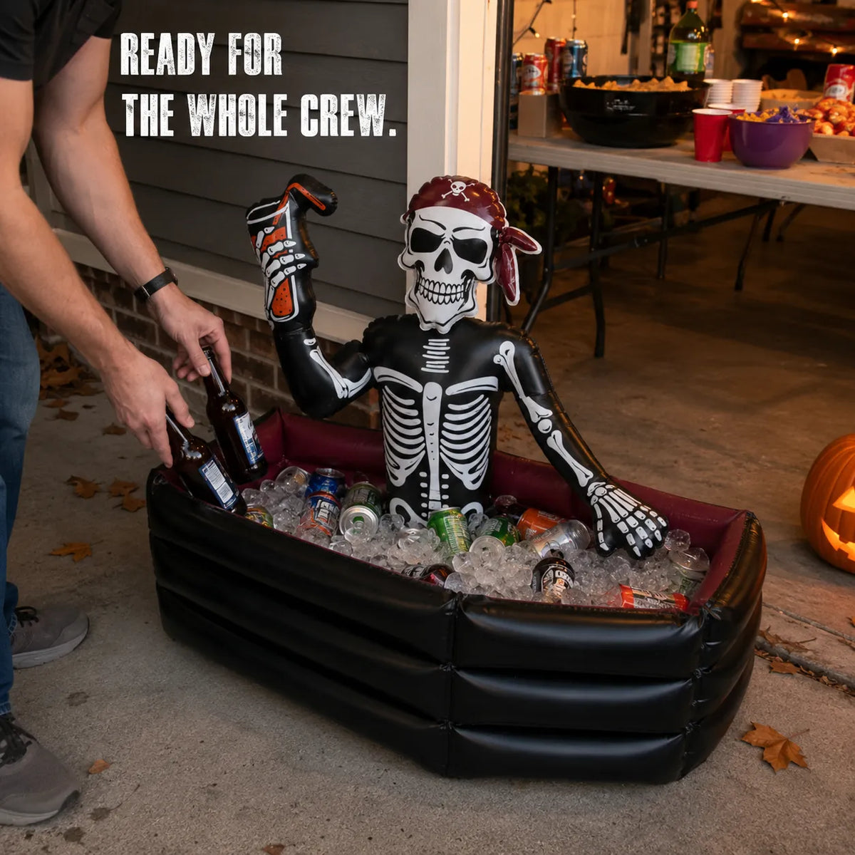 40-Gallon Inflatable Pirate Skeleton Cooler for Halloween