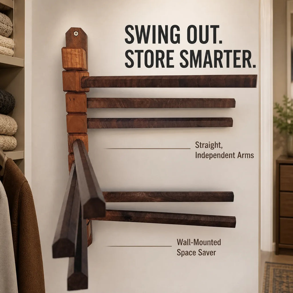 Space-Saving Swivel Solid Wood Trouser Rack