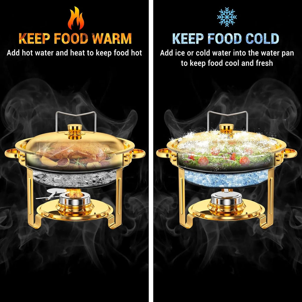 ✨ 5QT Round Stainless Steel Chafing Dish Set