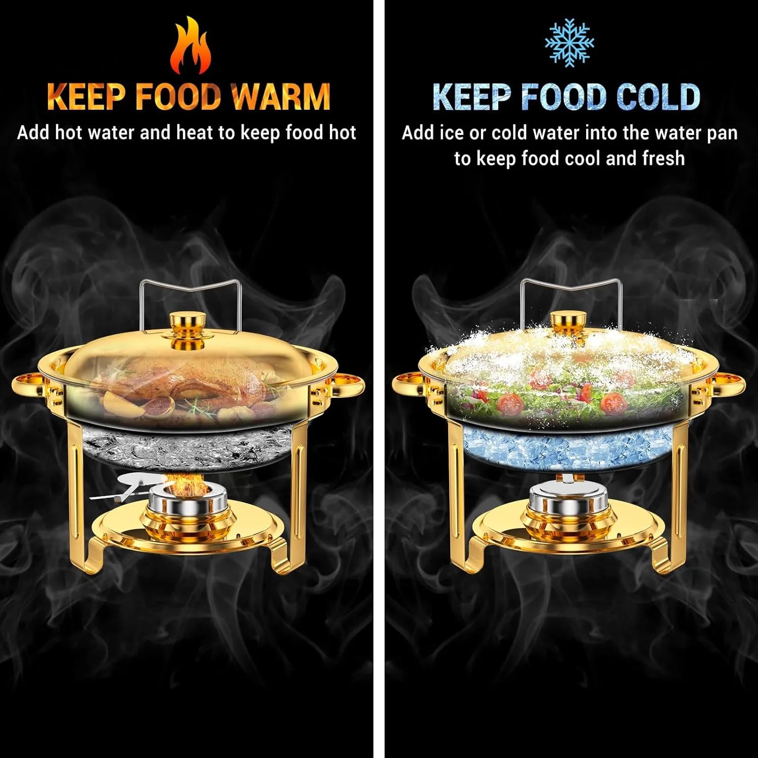 ✨ 5QT Round Stainless Steel Chafing Dish Set