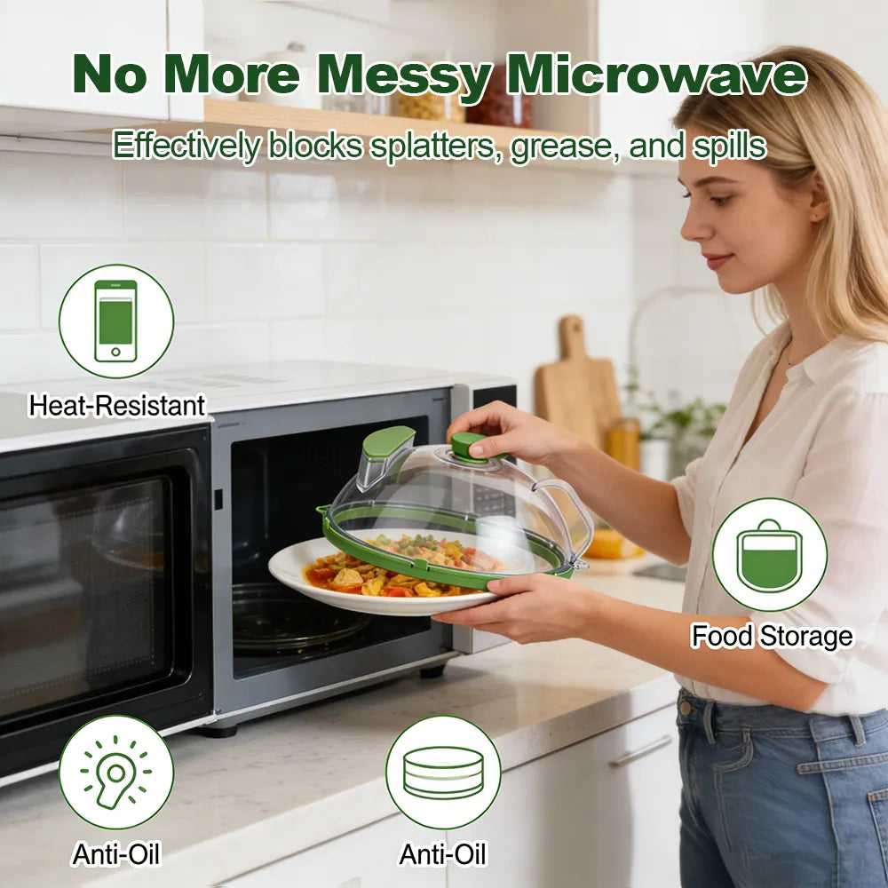 🍽️ Microwave Splatter Cover with Steam Vent