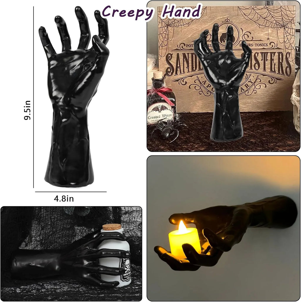 3-Piece Creepy Reaching Hand Wall Decor Set with LED Candles