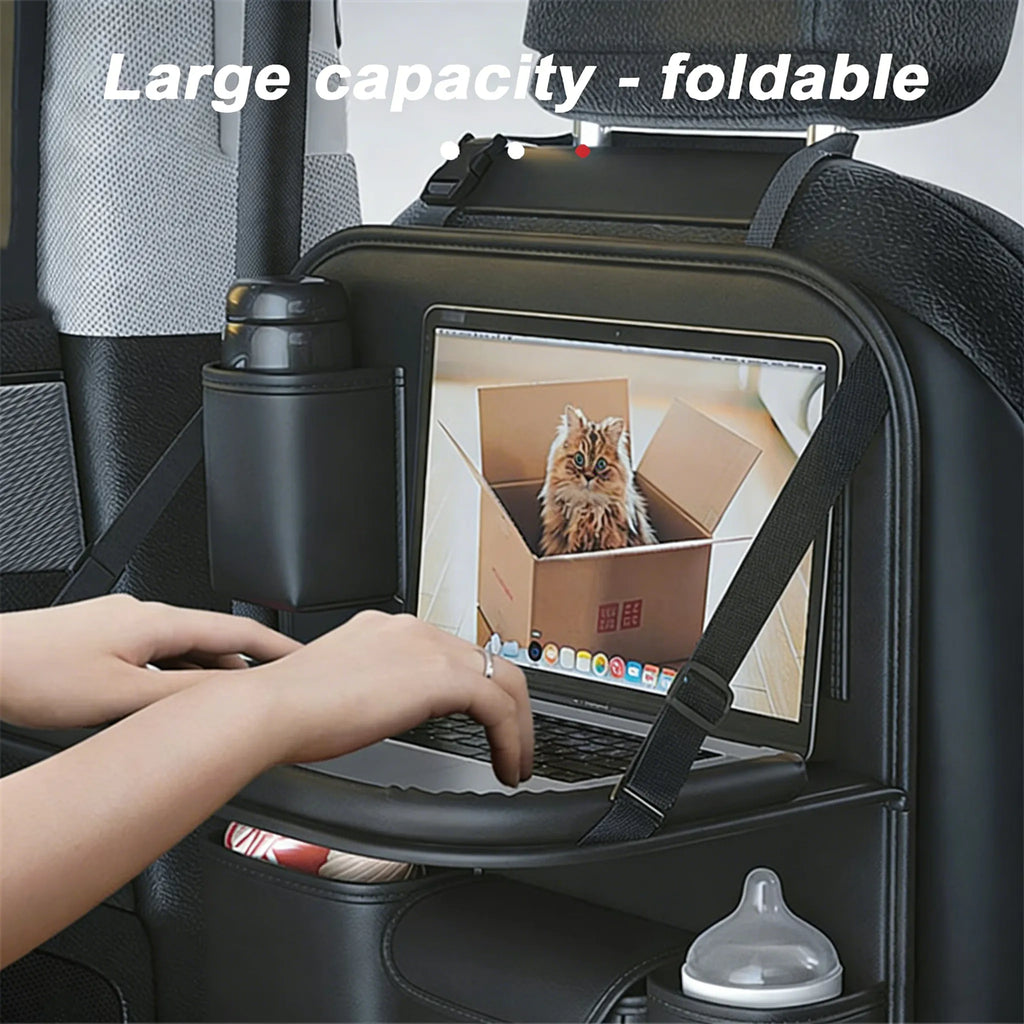 🚗 Car Seat Back Organizer with Foldable Tray Table