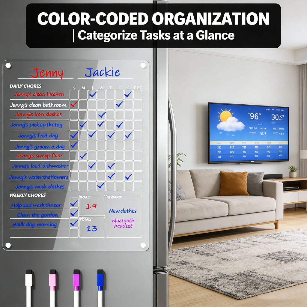 🧲 Acrylic Magnetic Dry Erase Board for Refrigerator (15.7 x 11.8 in)