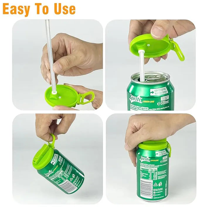 Silicone Straw Can Drink Lid, BPA Free, Reusable