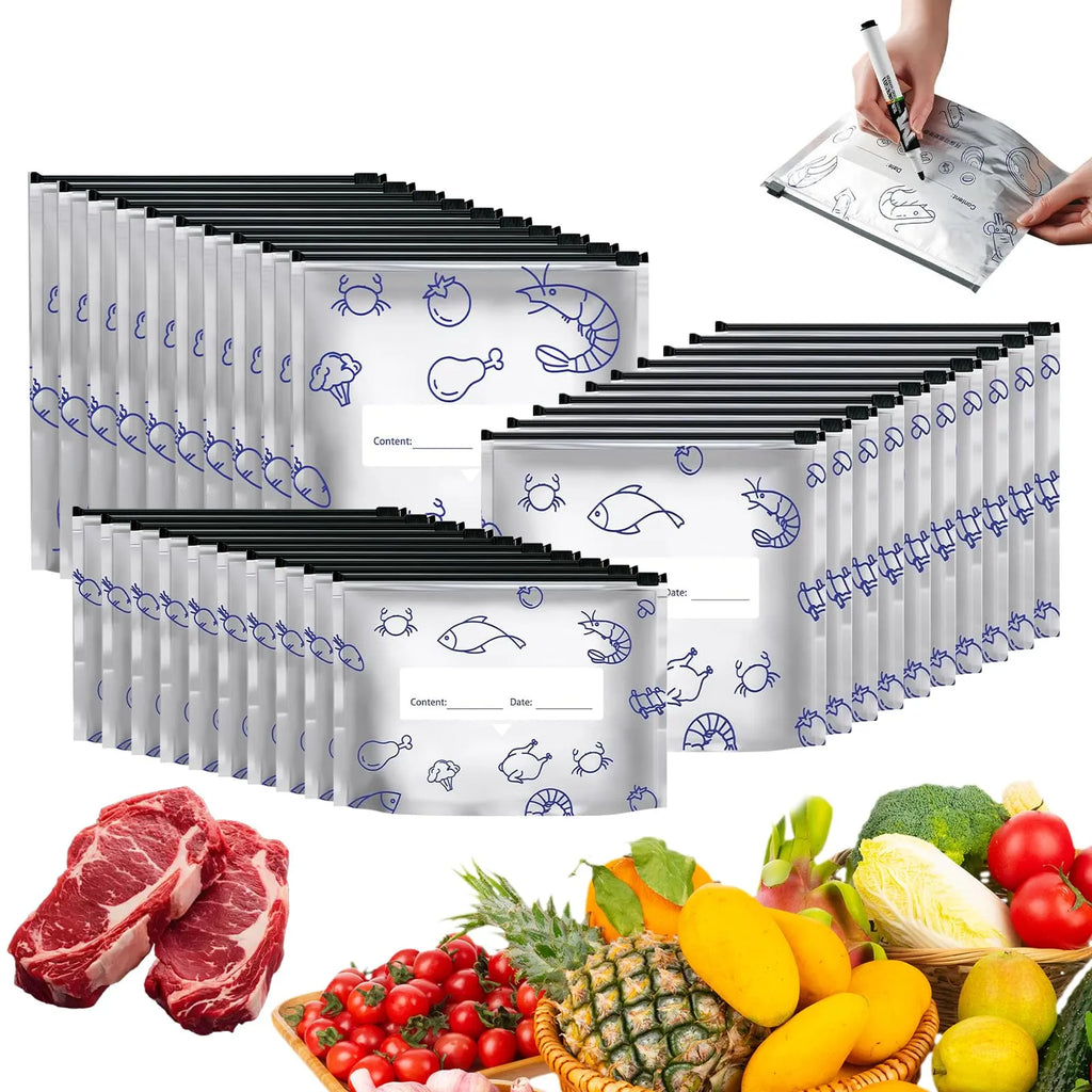 30-Piece Reusable Aluminum Foil Food Storage Bag Set