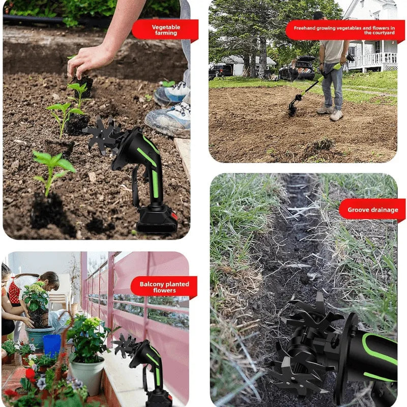 2-in-1 Cordless Tiller & Cultivator with Extension Pole