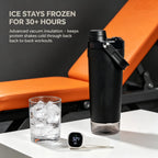 Shaker Cup – Double-insulated, keeps drinks cold for 8 hours – Comes with storage base and removable filter