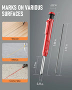 Heavy-Duty Carpenter Pencil with 21 Refill Leads & Built-In Sharpener – Ideal for Precision Marking in Woodworking, Metal, Concrete, and More