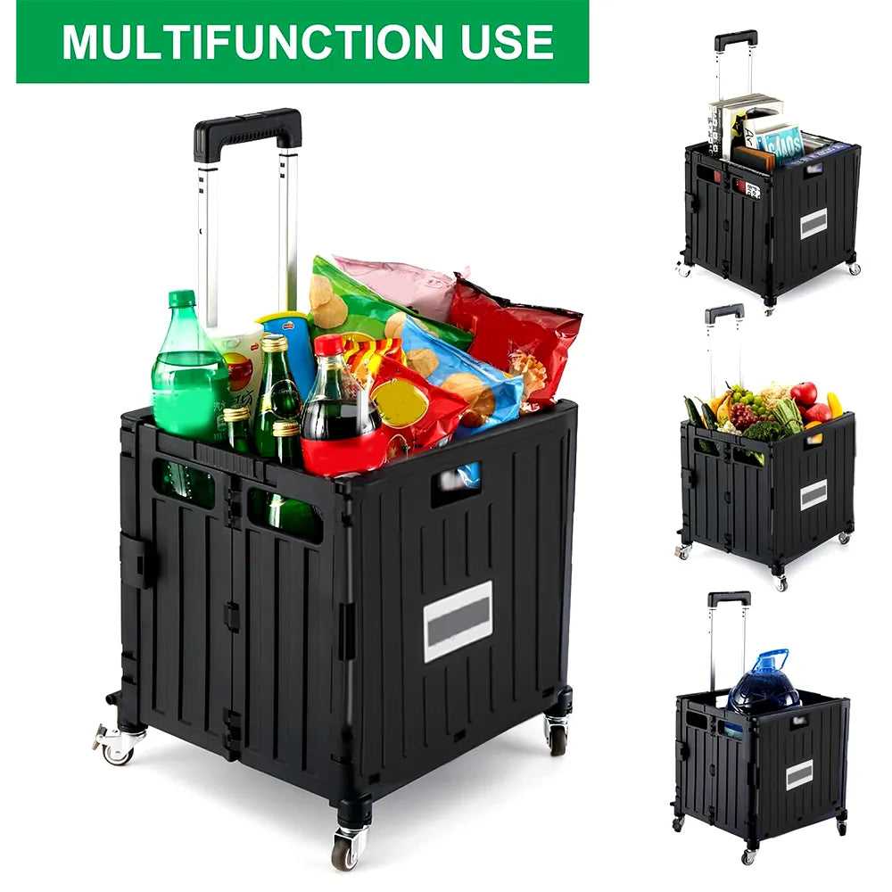 🛒 Foldable Multi-Function Rolling Shopping Cart