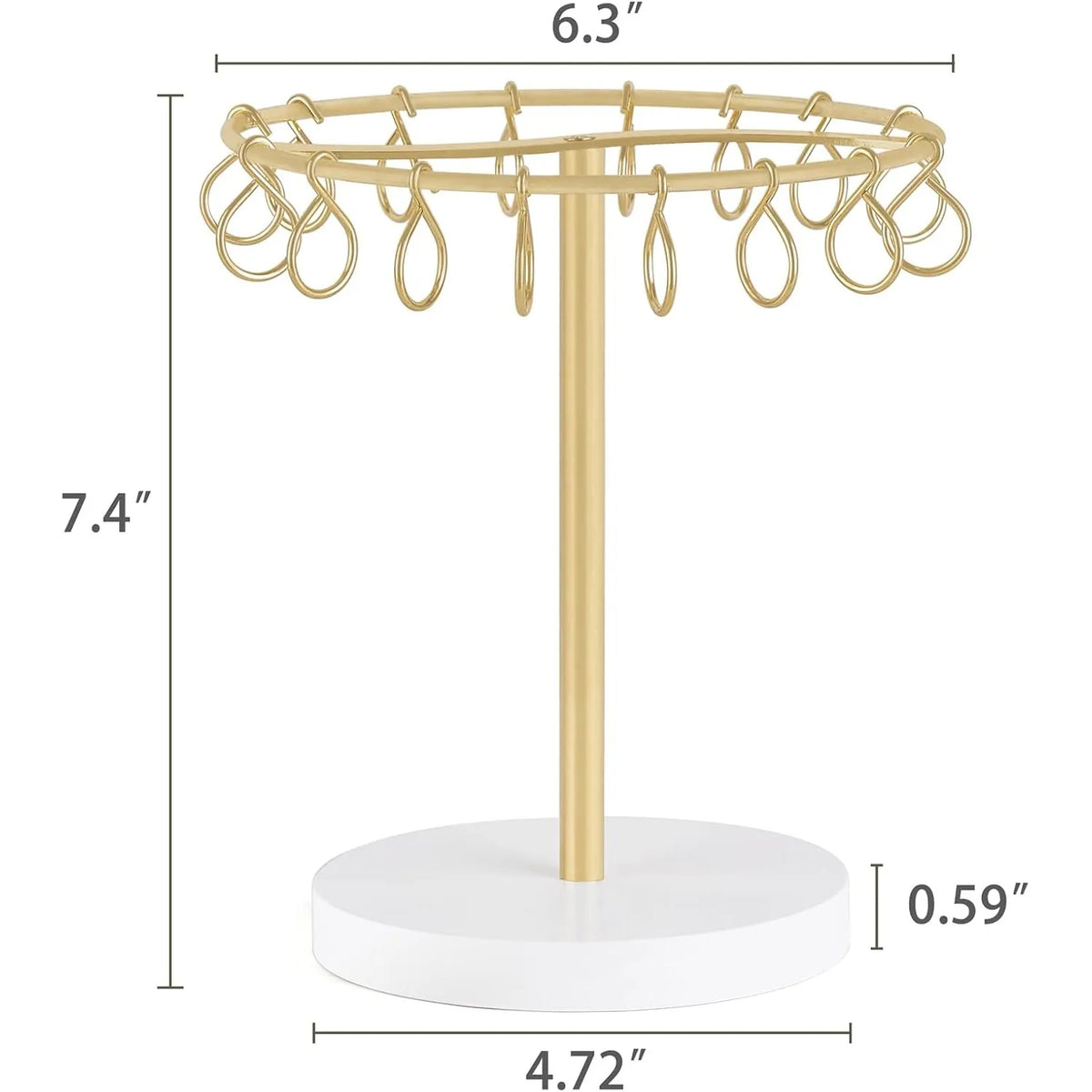 Organizer dimensions shown in inches