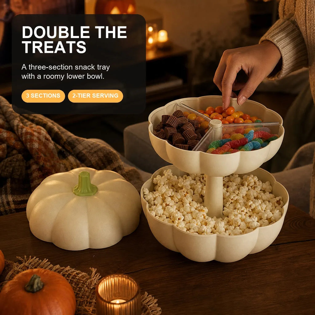 2-Tier Pumpkin Snack & Candy Serving Box