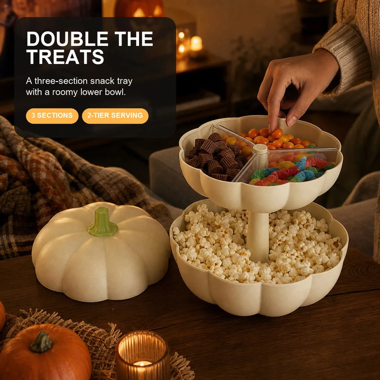 2-Tier Pumpkin Snack & Candy Serving Box