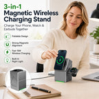 ⚡ 3-in-1 Magnetic Wireless Charging Stand with Night Light