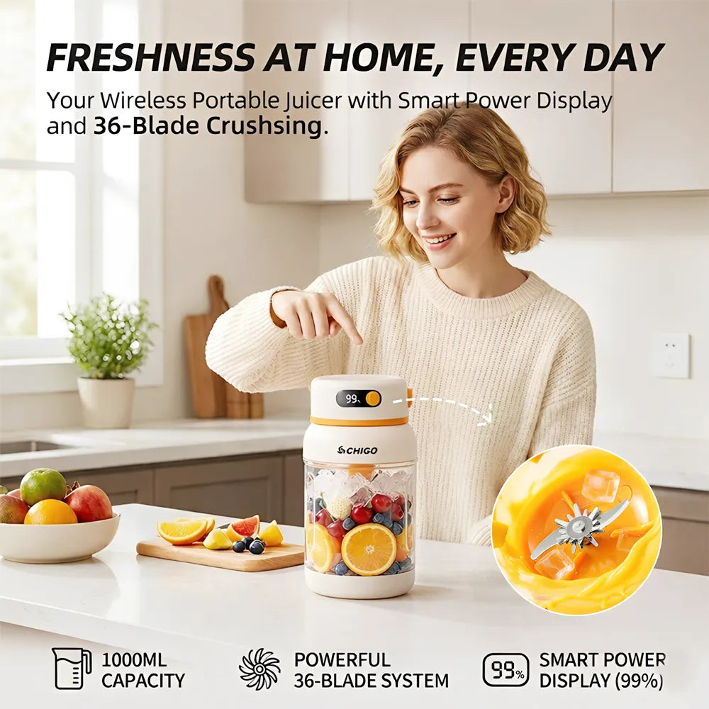 Portable Electric Juicer Cup with zero cord hassle 🥤: Drink fresh nutrient-rich smoothies without struggling with heavy blenders 🍓