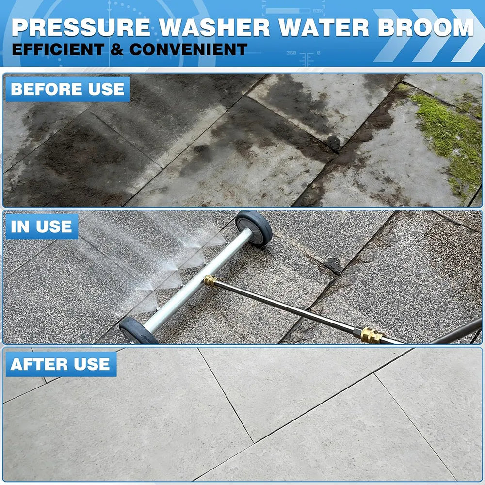 🚿4000 PSI High-Pressure Water Broom – Driveway, Patio & Undercarriage Cleaning Brush