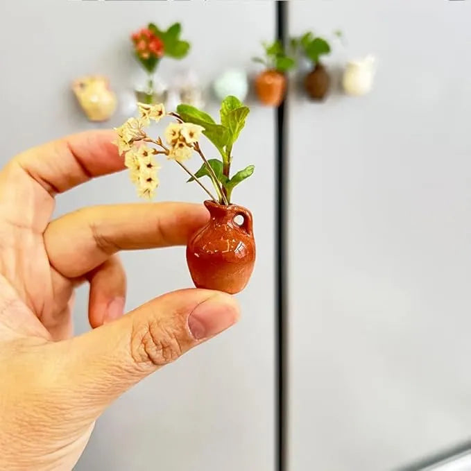 Creative Mini Ceramic Vase Magnets (Set of 8)