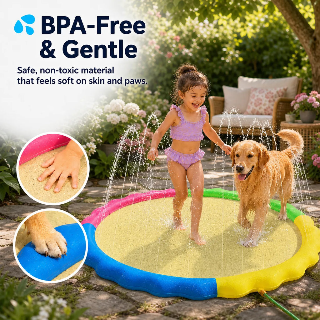 💦 67‘’ Non‑Slip Splash Pad for Kids & Dogs  ✔