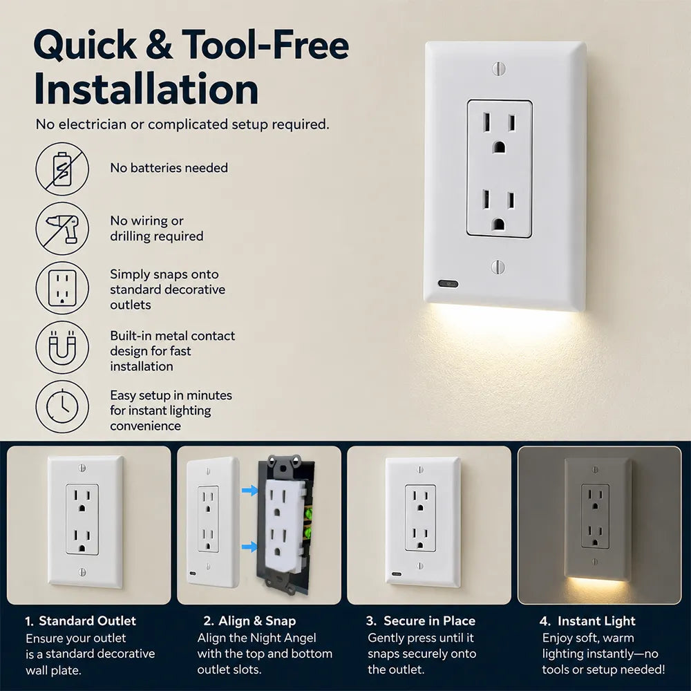 💡 Smart LED Night Light Outlet Cover