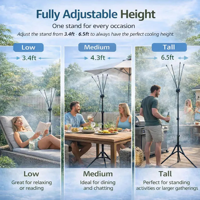🌡 Portable Misting System – Cools by 20°F, No Electricity Needed 💧