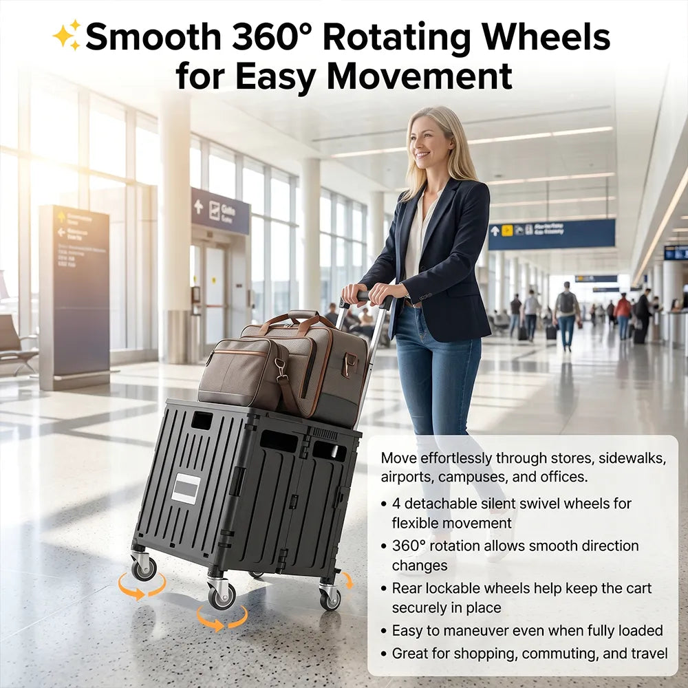 🛒 Foldable Multi-Function Rolling Shopping Cart