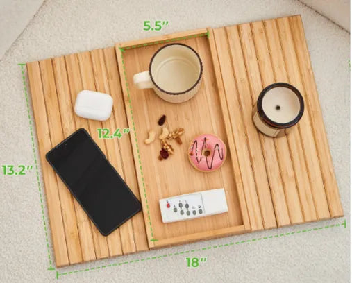 🛋️ Bamboo Sofa Arm Tray - Anti Falling Couch Arm Tray Table